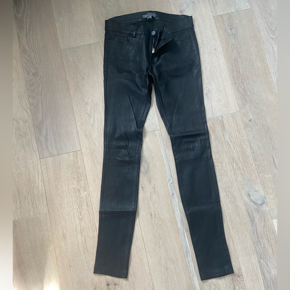Vince Black Lambskin Leather Pants Size 2 - Picture 2 of 5